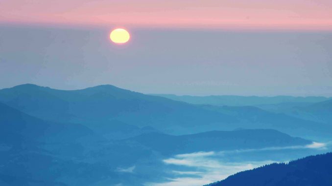 Sunrise in mountain.