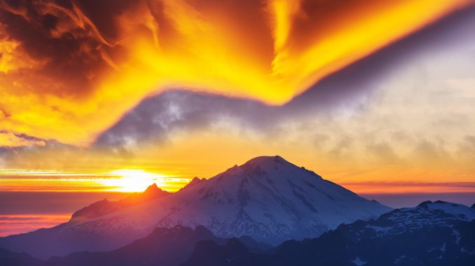 Mountains on sunset